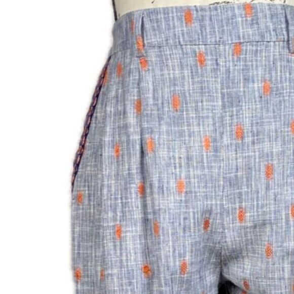 Anthropologie Pants - Anthropologie Ollari Sz S Tapered Jacquard Pants Cuffed Gray Orange Aztec Boho